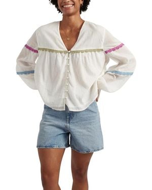 Chinti & Parker Cotton Scallop Blouse - Blue