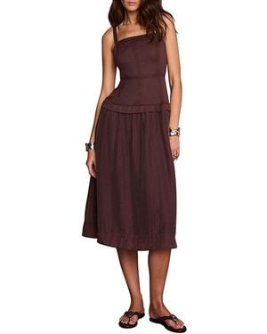 Mint Velvet Ramie Drop Waist Midi Dress - Red