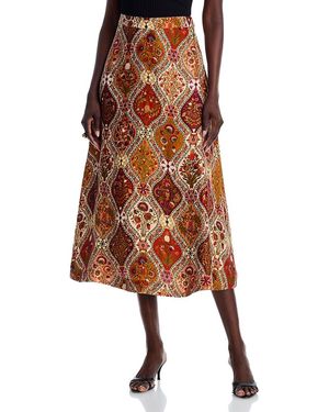 FARM Rio Romantic Nature Midi Skirt - Brown