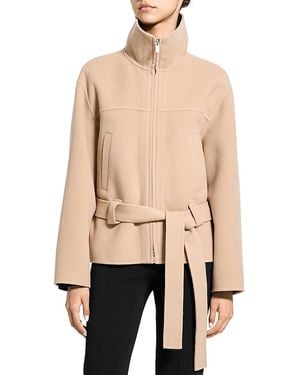 Theory Cropped Wool & Cashmere Anorak Coat - Natural