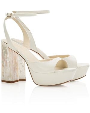 freya rose Margot Ankle Strap Pearl Platform Heel Sandal - White