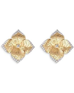 Piranesi 18K Large Oro Fiore Earrings With Diamonds, 0.42 Tcw - White