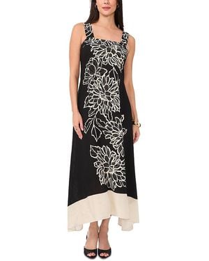 Vince Camuto Placed Floral Midi Dress - Black