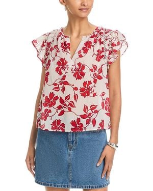 Rails Allea Floral Flutter Sleeve Top - Red