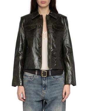 Zadig & Voltaire Liam Cuir Glossy Leather Jacket - Black