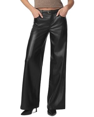 Joe's Jeans The Lou Lou Faux Leather Low Rise Wide Leg Jeans - Black
