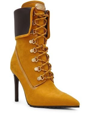 Steve Madden Morals Lace Up High Heel Ankle Boots - Orange