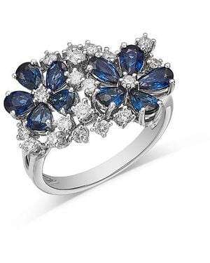 Bloomingdale's Fine Collection Sapphire & Diamond Flower Ring - Blue