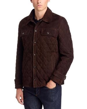 Isaia Quilted Suede Regular Fit Shirt Jacket - Brown
