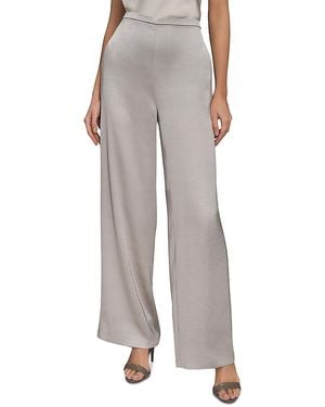 Donna Karan Satin Wide Leg Pants - Gray