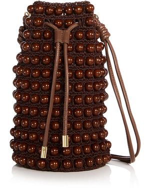 FARM Rio Mini Beaded Macrame Bucket Bag - Brown