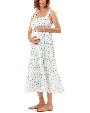 Nom Maternity Mara Floral Tie Shoulder Maxi Dress - White