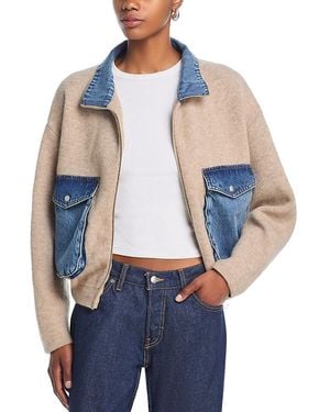 Blank NYC Sweater Bomber Jacket - Blue