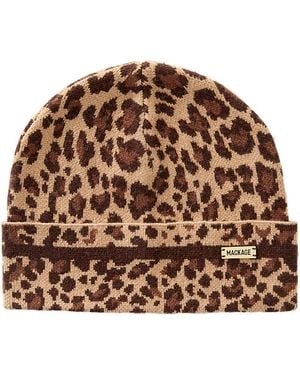 Mackage Kiko-A Leopard Print Jacquard Knit Toque - Brown