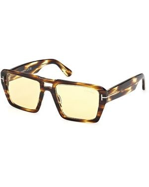 Tom Ford Flat Top Square Sunglasses, 56Mm - Metallic