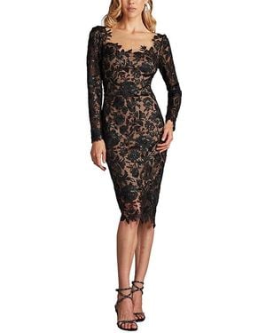 Tadashi Shoji Senoia Sequin Embroidered Illusion Dress - Black