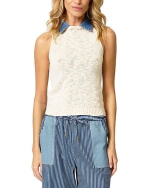 Central Park West Marlon Denim Collar Shell - Blue