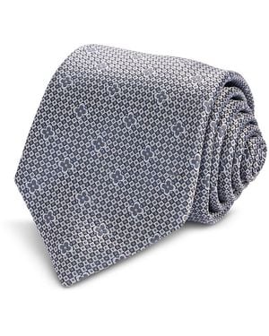 David Donahue Silk Classic Diamond Floral Tie - Gray