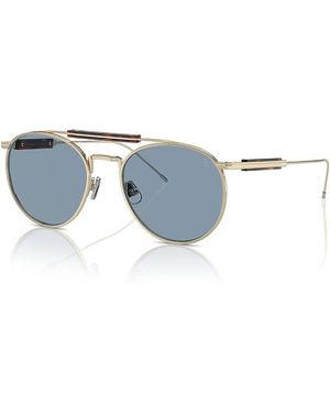 Brunello Cucinelli Multimaterico Story Round Sunglasses, 52Mm - Blue