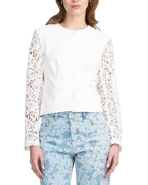 Elle Collection Lace Satin Jacket - White
