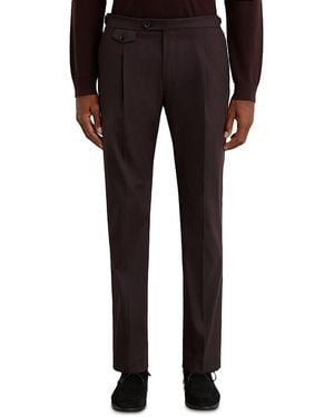 Reiss Float Side Adjuster Slim Pleated Pants - Black
