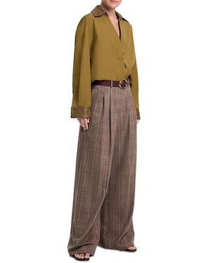 Twp Avery Wool-Blend Wide Leg Pants - Brown
