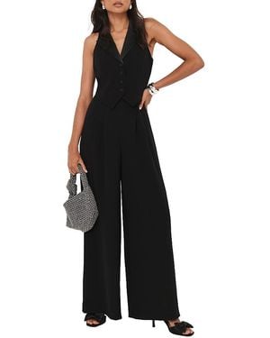Mint Velvet Tuxedo Wide Leg Jumpsuit - Black