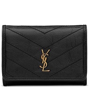 Saint Laurent Niki Slim Tri-Fold Wallet - Black