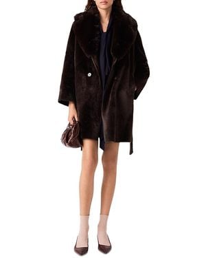 Maje Gederic Mid Length Faux Fur Coat - Black