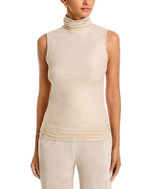 Majestic Filatures Metallic Sleeveless Turtleneck - Natural
