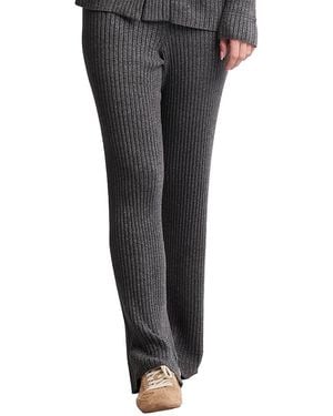 Barefoot Dreams Cozychic Ultra Lite Lurex Rib Wide Leg Pants - Black