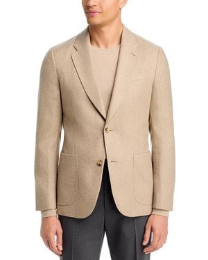 Paul Smith Regular Fit Textured Solid Wool Blend Jacket - Natural