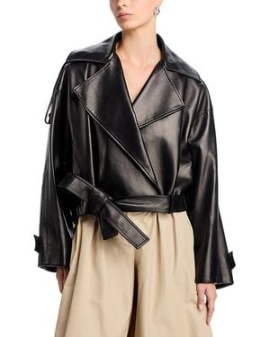 Brandon Maxwell Collins Leather Coat - Black