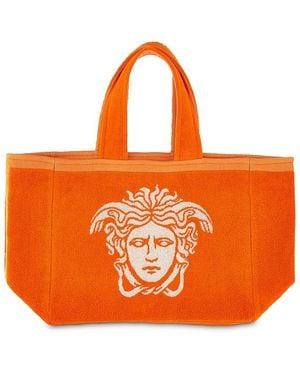 Versace Terry Medusa Jacquard Tote Bag - Orange
