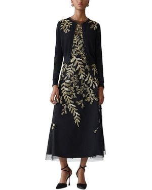 Carolina Herrera Embellished Long Sleeve Crewneck Cardigan - Black