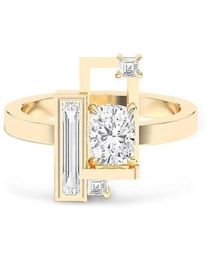 Shahla Karimi 14K Certified Lab Grown Diamond Mixed Cut Cubist Inspired Ring, 1.16 Tcw - White