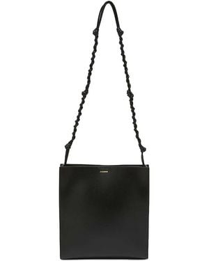 Jil Sander Tangle Medium Leather Shoulder Bag - Black