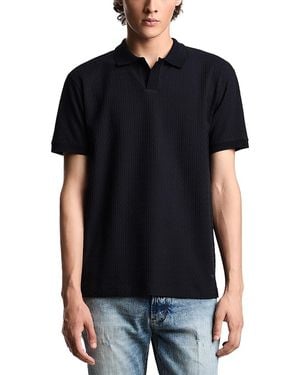Emporio Armani Jacquard Textured Cotton Polo Shirt - Black