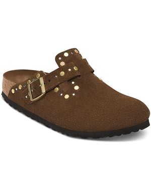 Birkenstock Boston Rivet Suede Clogs - Brown