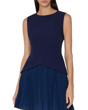 MILLY Haddy Mixed Media Pleated Dress - Blue