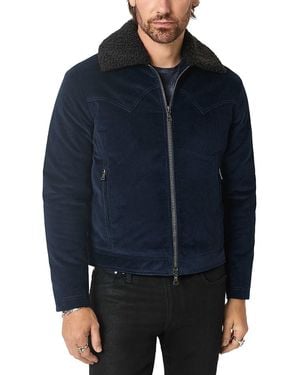 John Varvatos Weller Faux Fur Collar Corduroy Zip Jacket - Blue