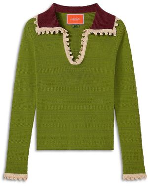 La DoubleJ Picket Cotton & Cashmere Polo Sweater - Green
