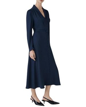 Ghost Elena Crepe Button Through Midi Dress - Blue
