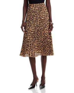 Tahari Pleated Midi Skirt - Natural