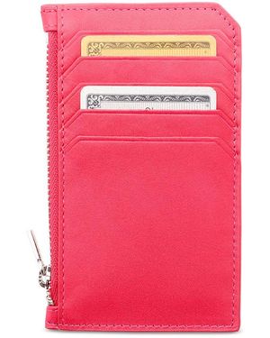 ROYCE New York Zippered Credit Card Wallet - Pink