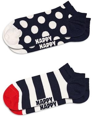 Happy Socks Big Dot Stripe Low Socks Set - Blue