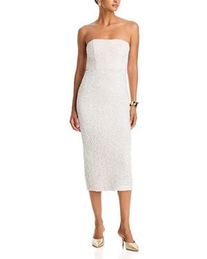 Aqua Sequin Strapless Midi Dress - White