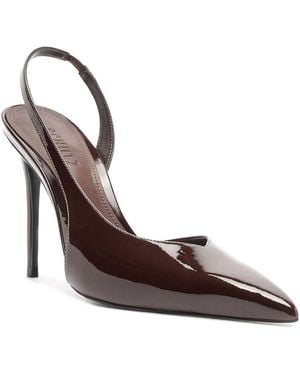 SCHUTZ SHOES Alessia Patent Leather Slingback Pumps - Brown