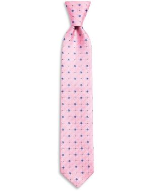 Canali Silk Classic Geometric Floral Grid Tie - Pink