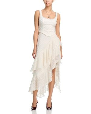 Aqua Ruffled Corset Gown - Natural
